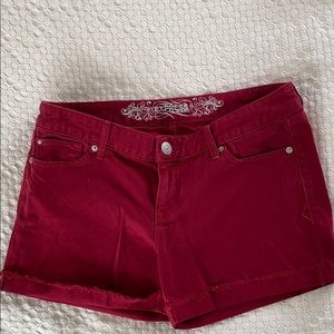 Red Jean shorts